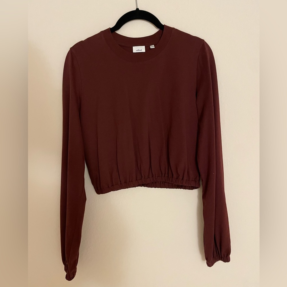 Aritzia Wilfred small maroon cropped top